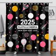 thumbnail image 1 of Festive New Year Shower Curtain with Party Hats 2025 Design Playful & Cheerful Decor, 1 of 4
