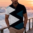 thumbnail image 2 of Camisas de Verano Casuales de los Hombres Botón Arriba Solapa de Manga Corta Rayas Borde Transpirable Estilo Vintage Superior, 2 of 7