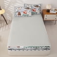 thumbnail image 4 of Castle Fairy Cute Camo Woodland Animal Zipper Full Size Comforter Sets with Fitted Sheet and 2 Pillowcases,Fox Bear Deer Puppy Pine Zipper Bedding Set,Gray Cream White,Grey Reversible,4pcs, 4 of 6