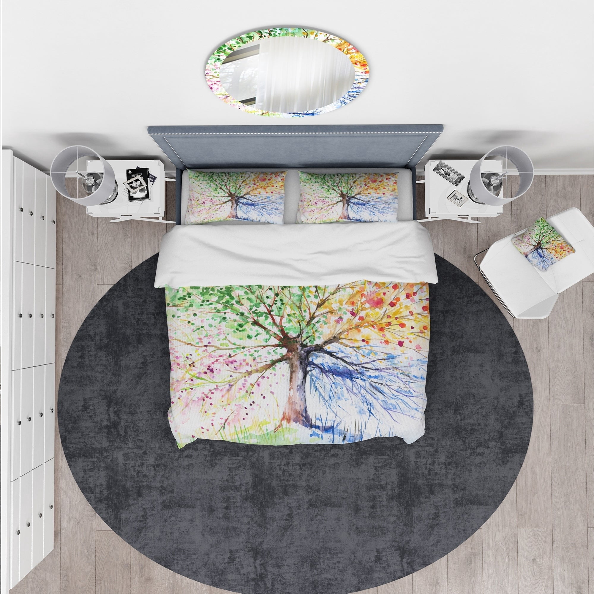 Designart 'Four Seasons Tree' Floral Duvet Cover Set
