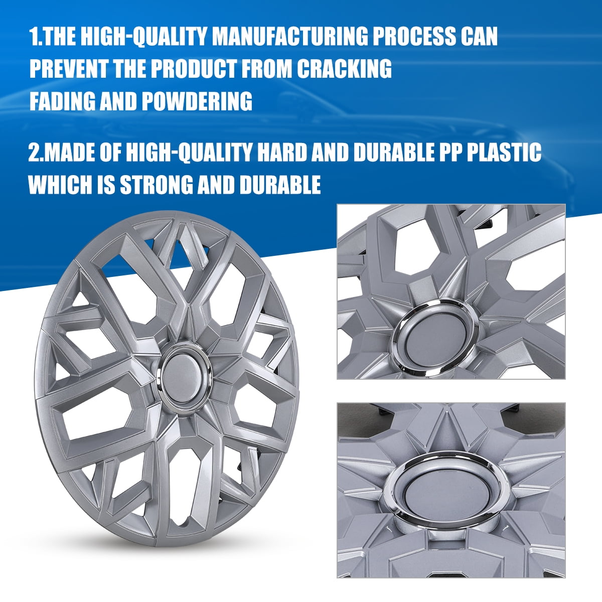 4Pcs Wheel Rims Cover,14 inch Universal Hubcap for Steel Wheel Rims Cover,Snap on Installation with Retention Rings,Lacquer