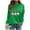 #0035-Green, variant on Women's St. Patrick's Day Lucky Clover Print Round Neck Raglan Long Sleeve Waffle Knit Top