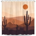 thumbnail image 2 of Mid Century Cactus Shower Curtain, Boho Mountain Cacti Sunset Desert Landscape Shower Curtain Set Modern Aesthetic Sunrise Vintage Beige Bath Curtain Polyester Fabric, 72X84inch, 2 of 6