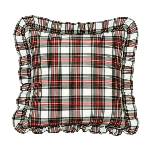 2026 Christmas Indoor Decoration Vintage Style Christmas Plaid Throw Pillow Cover With Ruffles Suitable For Home Sofas And Bedside Use Festive Sofa Decor Holidays Home Accents
