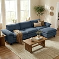 thumbnail image 2 of HOMCOM Sectional Sofa, L Shaped Couch with Deep Seat, Ottoman, Blue, 2 of 10