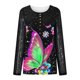 thumbnail image 4 of Blusa de manga larga con botones de empalme y lentejuelas para mujer, blusa holgada con estampado de mariposa y costuras, Tops tipo túnica con lentejuelas Pompotops gfhjh16608, 4 of 5