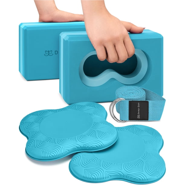 Soporte para muñeca Yoga Blocks Deep-Zen®, paquete de 2 con rodilleras y correa