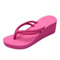 thumbnail image 1 of Women's Solid Color Non-Slip Feet Flip-Flops High-Heeled Wedges Beach Sandals EVA Hot Pink Flip Flops for Women, 1 of 6