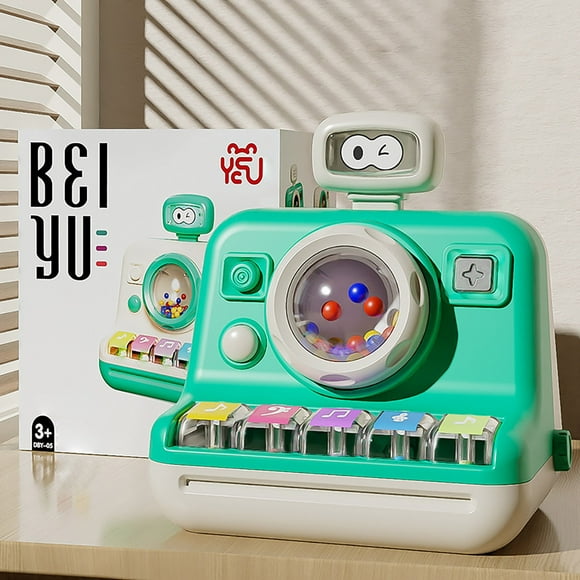 Educational Baby Piano Musical Instruments Toys Interactive Light Up Camera Themed Tummy Activity Toys for Toddlers 1-3 Years