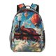 thumbnail image 1 of Easygdp Beautiful Red Train Hot Air Balloon Mochila Ergonómica Versátil para Laptop - Múltiples Bolsillos, Correas Ajustables, Unisex para Escuela, Viajes y Actividades al Aire Libre-One Size, 1 of 5
