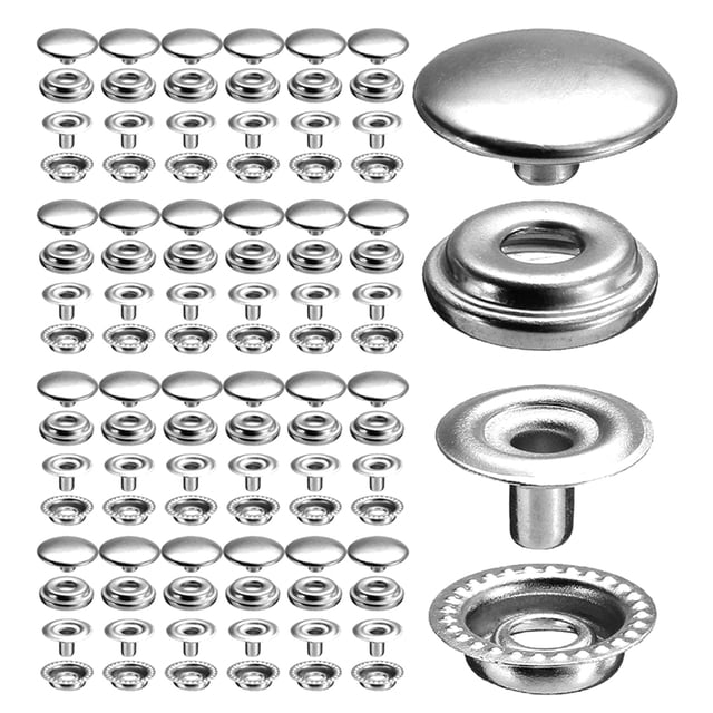 Kenally 100 unids/set barco de acero inoxidable lona botón a presión 15mm anticorrosivo desmontable Leathercraft bolso cinturón sujetador Bombillas para automóviles