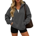 thumbnail image 2 of Qwertyu Quarter Zip Sweatshirt Women Half Zipper Workout Oversized Hoodies with Pocket Lightweight Y2K Pullover 2026 Clothes Dark Gray M, 2 of 4
