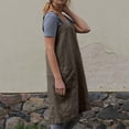thumbnail image 6 of 2026 Cotton Linen Apron Cross Back Apron for Women with Big Pockets Square Pinafore Dress for Baking Cooking,Light Gray XXL, 6 of 7