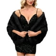 thumbnail image 2 of AUNVITO Cozy Lightweight Winter Shawl Scarf Wrap for Women with Faux Fur Trim Fashionable Versatile Party Daily Outwear, 2 of 4