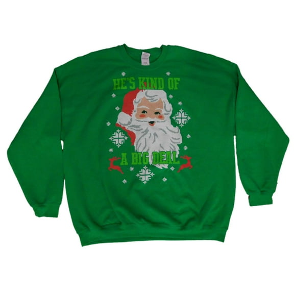 Dec 25th Big Mens Green Santa Claus Big Deal Christmas Sweatshirt 4XL