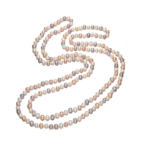 Multi Colored Long Freshwater Pearl Strand Necklace