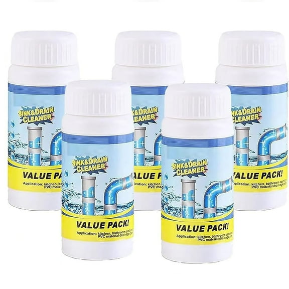 5-Pack Fast Foaming Drain Cleaner For Toilet, Sink, Pipe, Dissolves Hair, Grease, Safe For Pvc, Easy Use