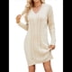 thumbnail image 1 of Vestidos Tipo Suéter Holgados de Otoño con Cuello en V, Larga y por Encima de la Rodilla para Mujer. Albaricoque S, 1 of 10