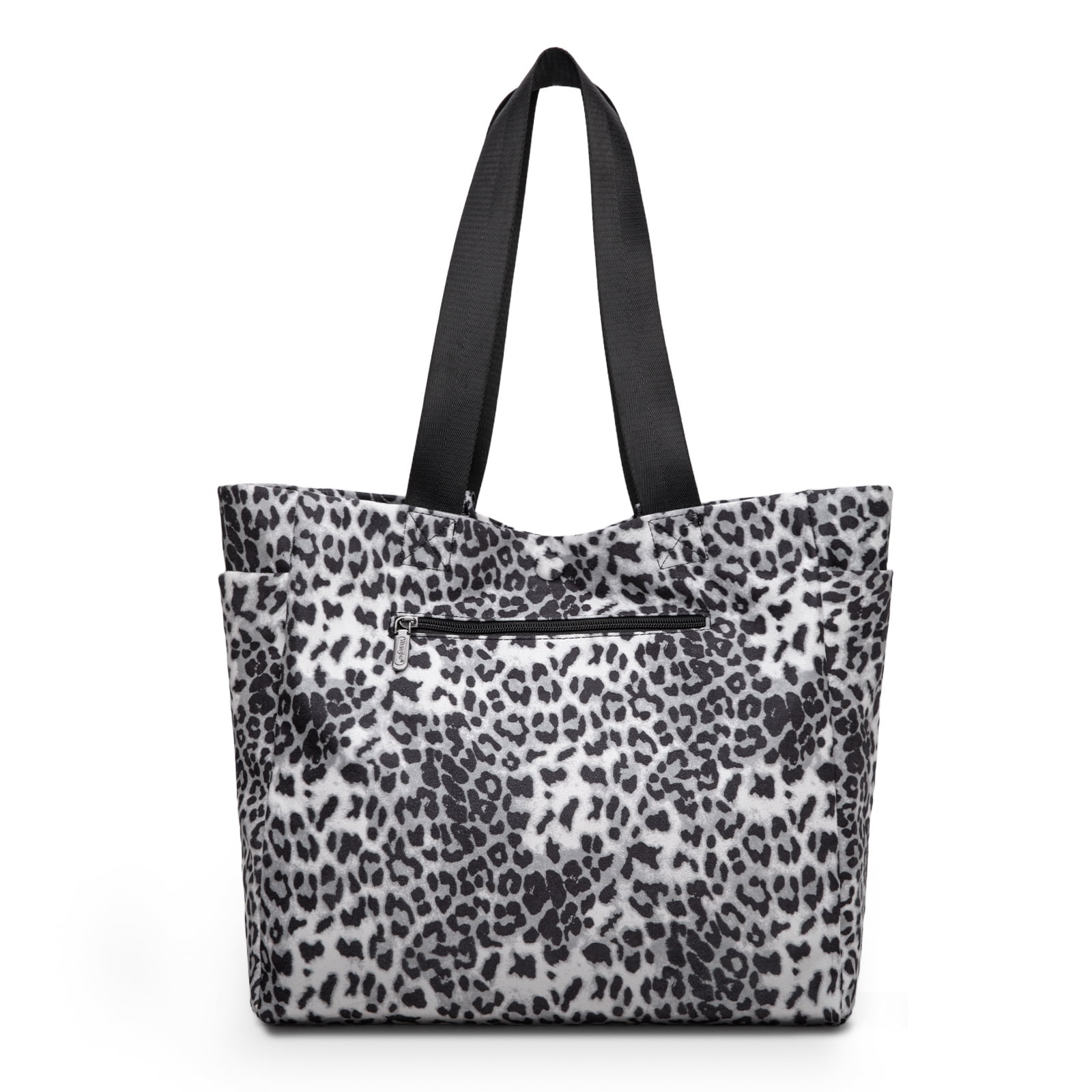 Wrangler Large Tote Bag for Women Designer Leopard Print Purse for Travel Work Gym, Black