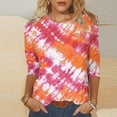thumbnail image 2 of Oalirro Orange Ladies Tops Round Neck Three-Quarter Sleeve Top L, 2 of 6