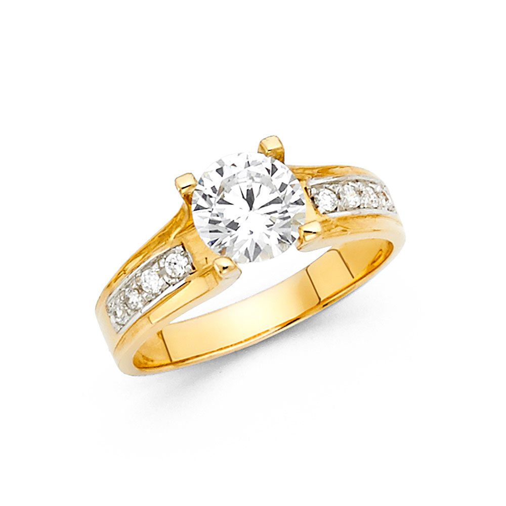 Jewelry 14k Yellow Gold Cubic Zirconia Engagement Ring 3.2 Grams