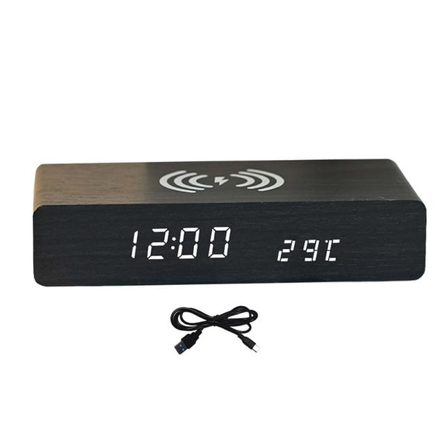 jifeng Alarm Clock with Charging LED Screen Feature Multipurpose for Gift Table Bedroom Black