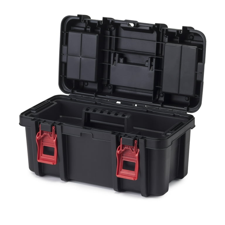 Keter 16 Pro Black Durable Lightweight Toolbox Organizer with Double