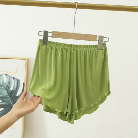 LINGLANG Women's Ruffle Hem Pajama Shorts Plus Size Loose High Waist Cotton Sleepwear Bottoms Summer Soft Nightwear Short Pants