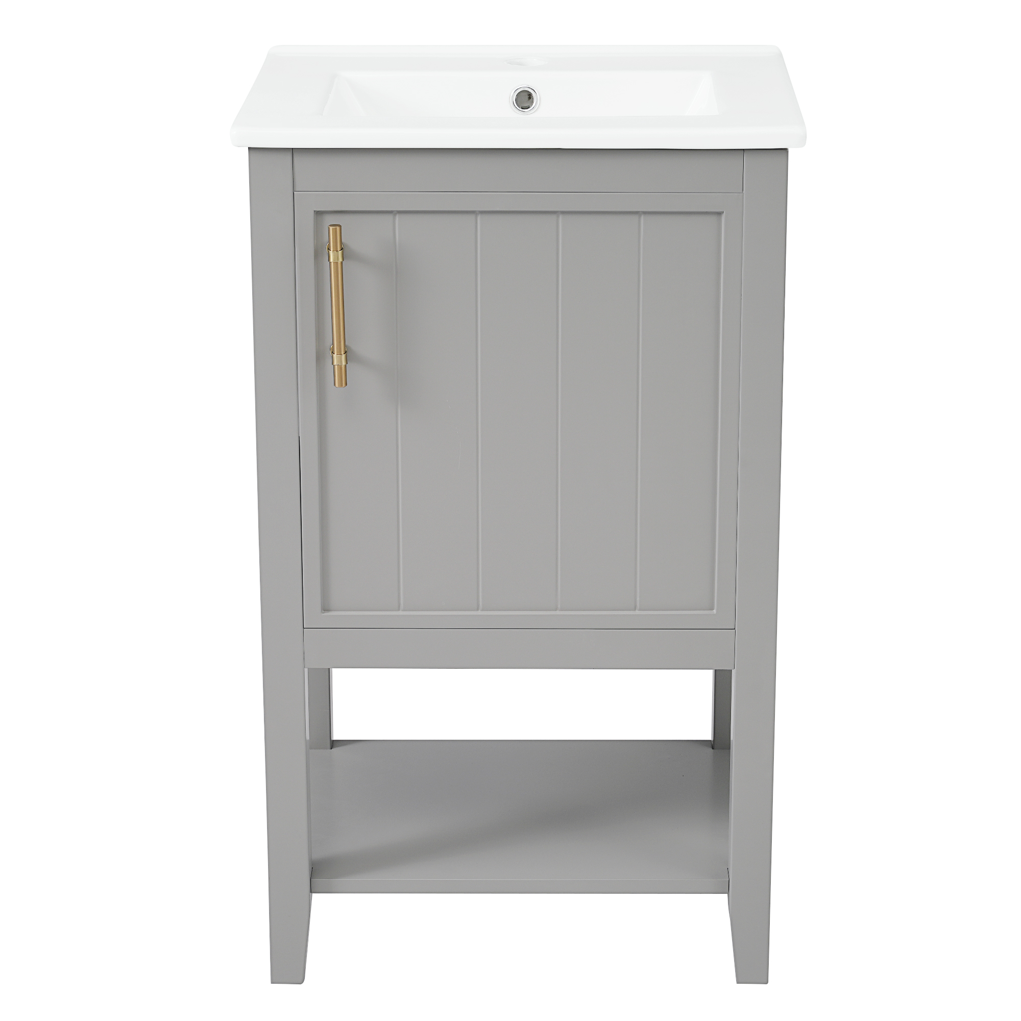 Euroco 20" Bathroom Vanity with Sink, Bathroom Cabinet with Soft Closing Door, Storage Rack and Open Shelf, Grey