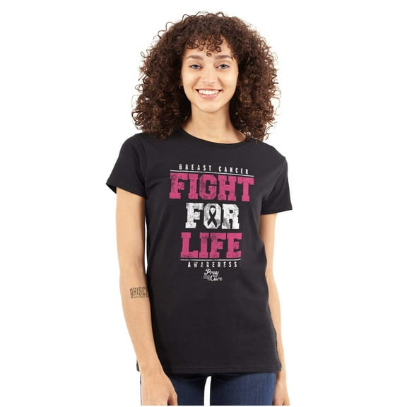 Fight For Life Breast Cancer Aware Womens Slim Fit Graphic Tee Brisco Brands X