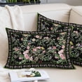 thumbnail image 2 of Black Spring Floral Throw Pillow Covers, Elegant Pastoral Flowers Birds Watercolor Soft Breathable Pillow Cases with Invisible Zipper, Small Pillowcases for Couch Bed Sofa Chair 16x24 Inches, 2 of 9