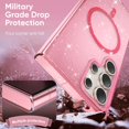 thumbnail image 7 of Compatible with Samsung Galaxy S22 Magsafe Case Clear Glitter, Anti-Yellow Shockproof Protective Phone Case Ultra Slim Transparent Anti-Scratch TPU Bumper Cover for Samsung Galaxy S22, Pink, 7 of 7