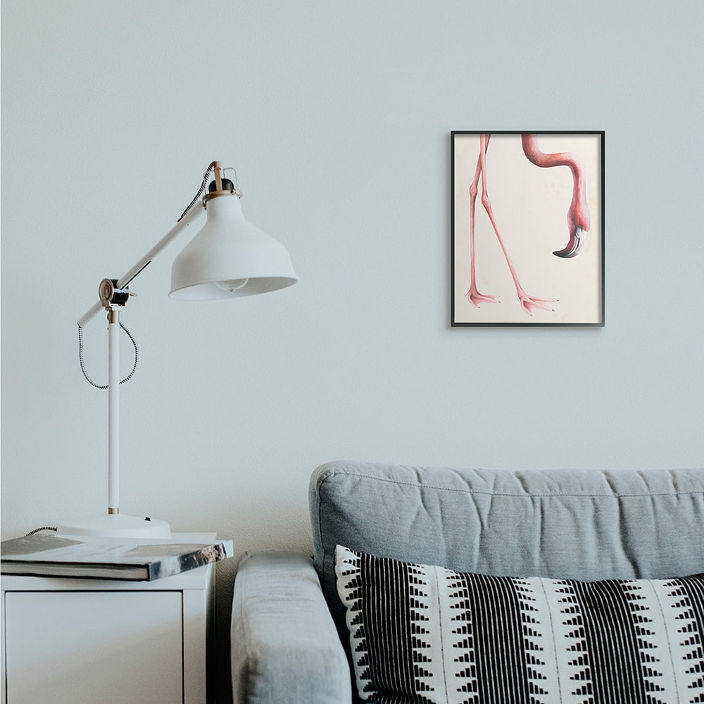 Stupell Industries Pink Flamingo Bending Feet Beak Detail Black Framed by Grace Popp