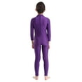 thumbnail image 4 of Xnihocha Kids Girls Metallic Teamwear Uniform Full Body Unitard Jumpsuit Leotard for Gymnastic Dance Purple-A XXL, 4 of 6