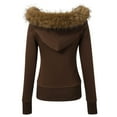 thumbnail image 6 of Arlun Womens Fuzzy Trim Zip-Up Hoodies Lining Casual /Loose Long Sleeve Hooded Sweatshirt Jacket with Pockets 2025 Fall Winter Plain Stylish Outwear Clothes 2-Brown S, 6 of 8
