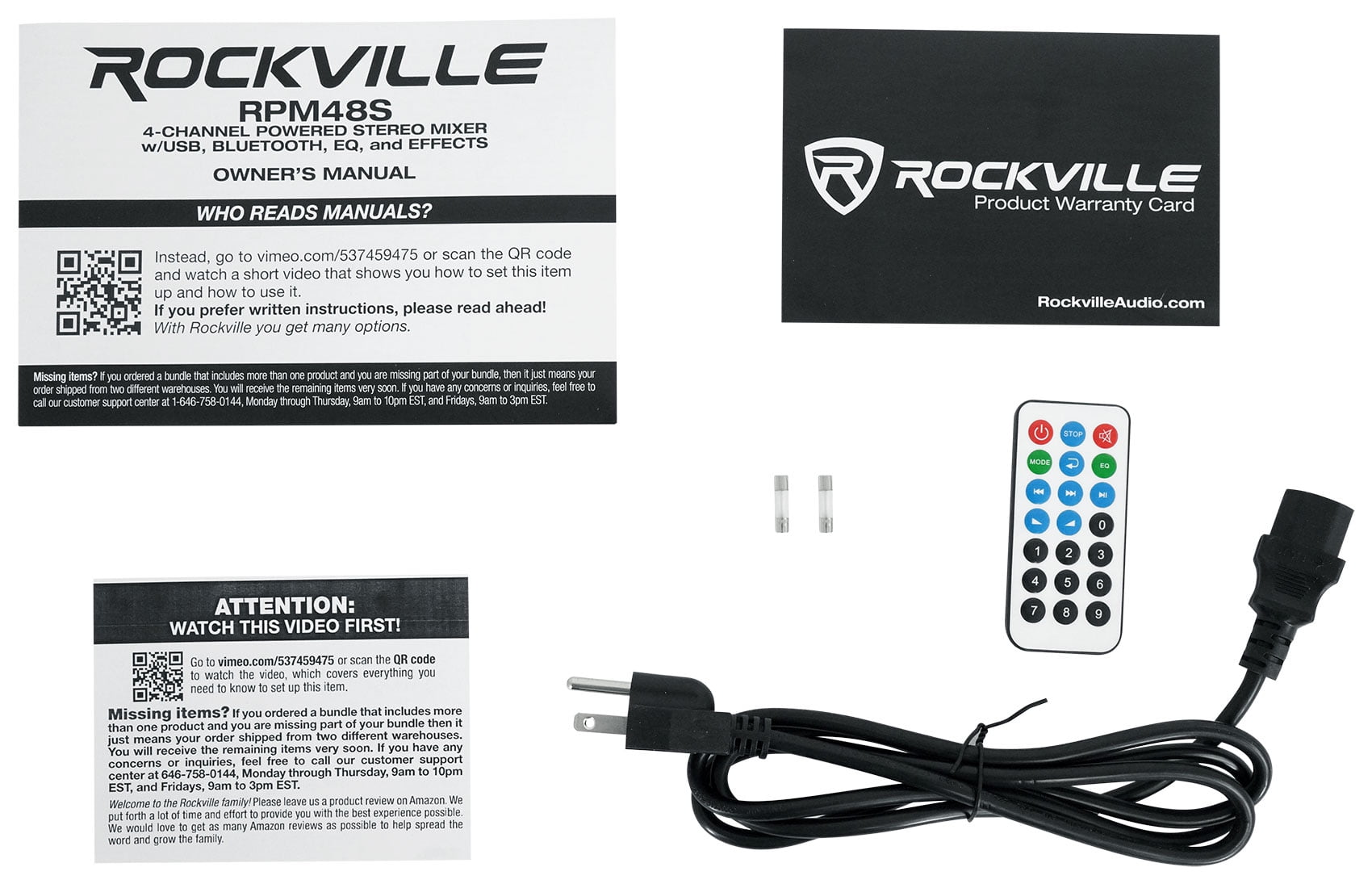 Rockville RPM48S 2000w Powered 4 Channel Mixer/Stereo Amplifier w Bluetooth/EQ