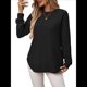 thumbnail image 3 of Camiseta de Larga de Punto Versátil, Informal y Holgada para Mujer. Negro XL, 3 of 10