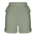 thumbnail image 5 of Womens Casual Cotton Linen Shorts with Pockets Solid Elastic Waist Ruffle Hem Summer Beach Short Pants Vacation(XL,Green), 5 of 6