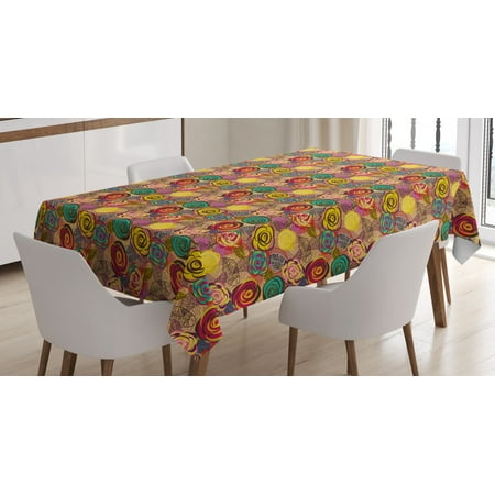 

Abstract Tablecloth Surreal Floral Arrangement Lilacs Roses and Numerous Leaves Cool Colorful Image Rectangular Table Cover for Dining Room Kitchen 52 X 70 Inches Multicolor by Ambesonne