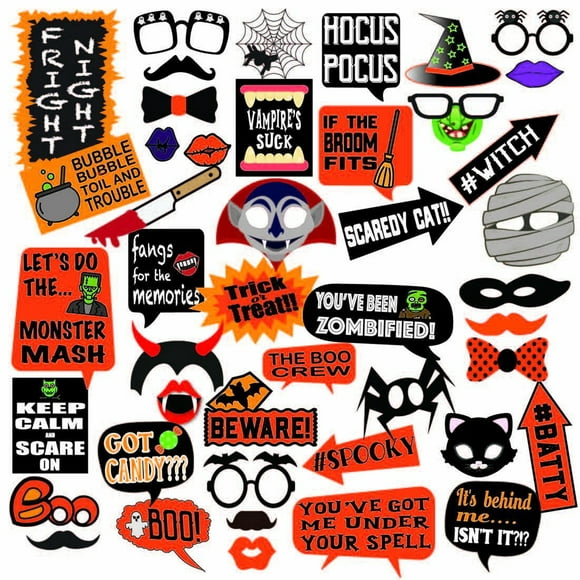 45PCS Halloween Photo Booth Accessoires Créatifs Assortis Photo Booth Kit Photo Accessoires