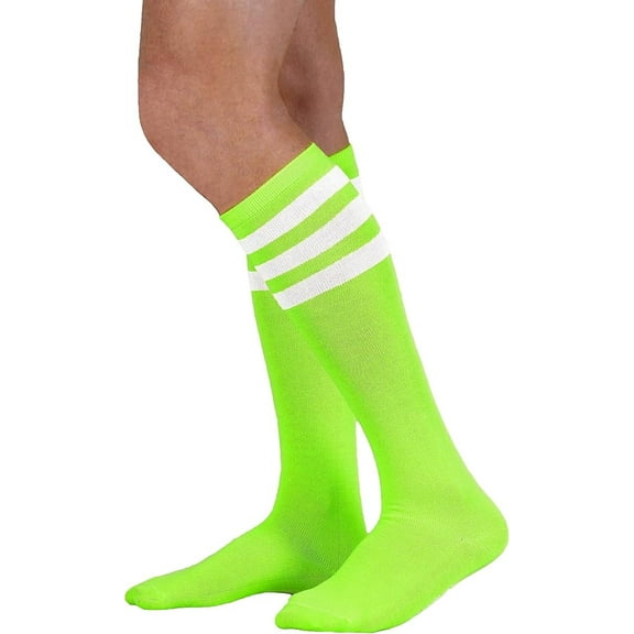 Neon Nation Unisex Adult Size Colored Knee High Sock with Various Color Stripes