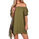 thumbnail image 5 of Mini vestido de mujer, vestido de fiesta suelto de manga corta Eccomum Verde militar S, 5 of 7