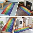 thumbnail image 6 of Colorful Modern Geometric Washable Runner Rugs 2'x6', Watercolor Rainbow Diamond Pattern Low Pile Throw Entryway Rug Non-Slip Sturdy Edge Binding Carpet for Indoor Bedside Entrance Bedside, 6 of 9