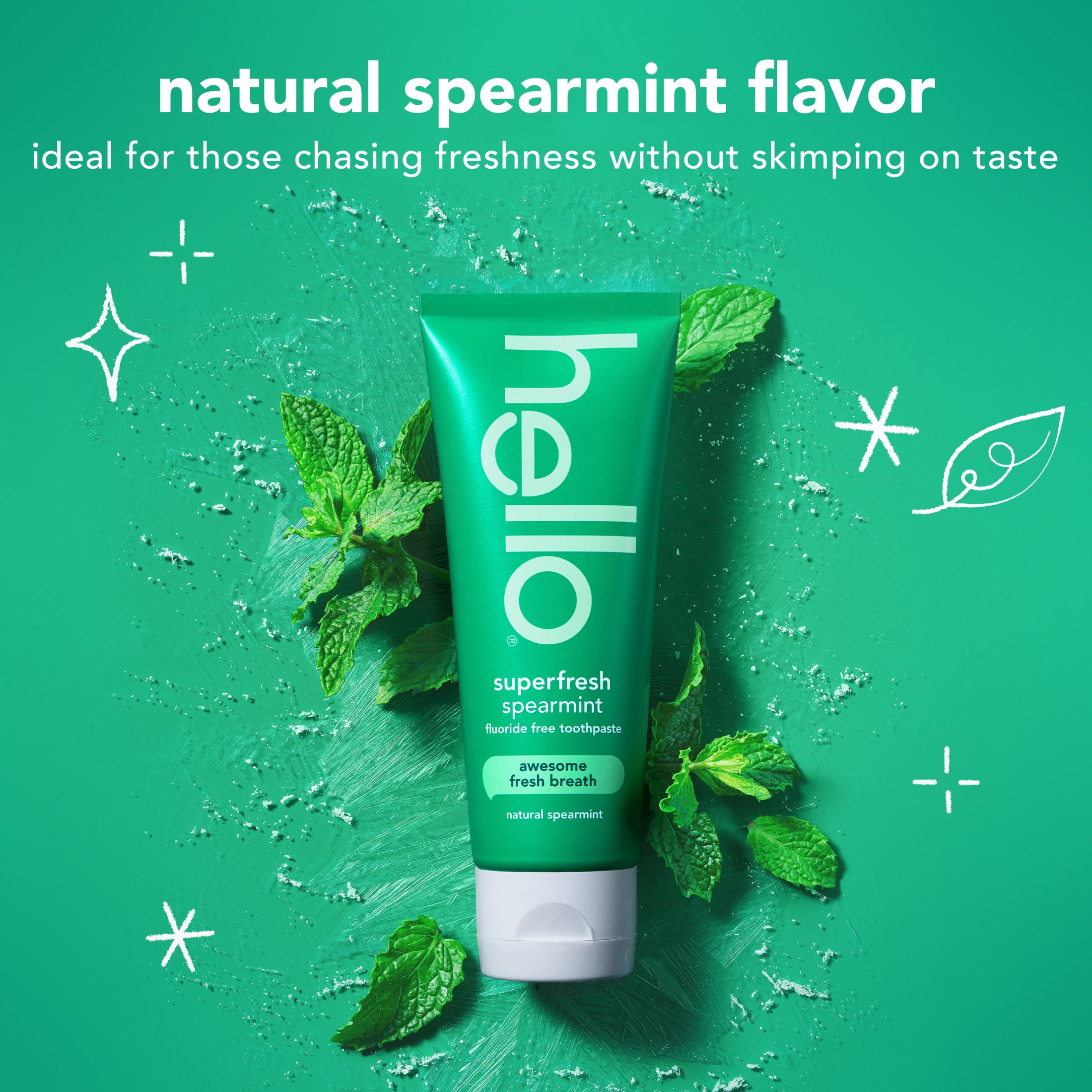 hello Superfresh Fluoride Free Toothpaste for Bad Breath, Natural Spearmint, 5 Oz