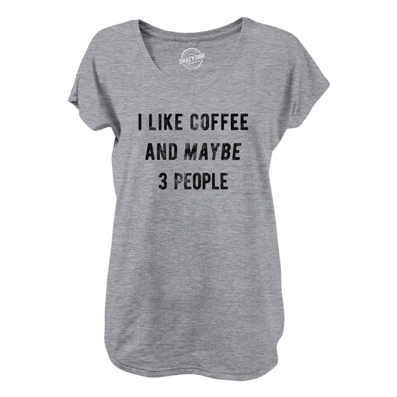 Womens I Like Coffee and Maybe 3 People V-Neck Funny Sarcastic Caffeine Lovers Shirt for Ladies Womens Graphic Tees