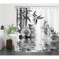 thumbnail image 2 of Grey Zen Stone Shower Curtain Orchid Flower by Bamboo Shower Curtain Set Japanese Spa Scenery Shower Curtains for Bathroom Waterproof Washable Polyester Fabric with Hooks,72x72 inch, 2 of 6