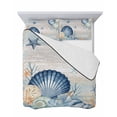 thumbnail image 7 of Quilts Queen Size Bedding Set, Navy Blue Shell Coastal Lightweight Quilted Comforter, Starfish Coral Summer Beach Ocean Soft Reversible Bedspread Coverlet with Pillow Covers for All Season, 90" x 96", 7 of 7