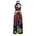 thumbnail image 4 of SMihono Robe Maxi Bohème d'Été pour Femmes Grande Taille Mode Décontractée Été Sans Manches Col Rond Robe Imprimée Col Licou Fermeture Éclair Robe Longue Plissée Robes de Plage Robe d'Été, 4 of 9