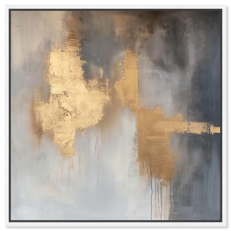 Golden Imprint Canvas Luxury Abstract Art by Art Remedy White Frame 24 x 24