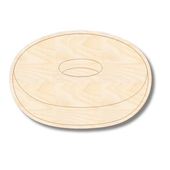 Unfinished Wood Etched Bagel Shape | Paint By Line Crafts 20" / 1/4"